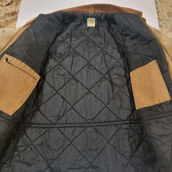 Carhartt Chore Jacket Mens 48 Regular Tan Quilted Line Full Zip Canvas Grunge - Picture 6 of 12